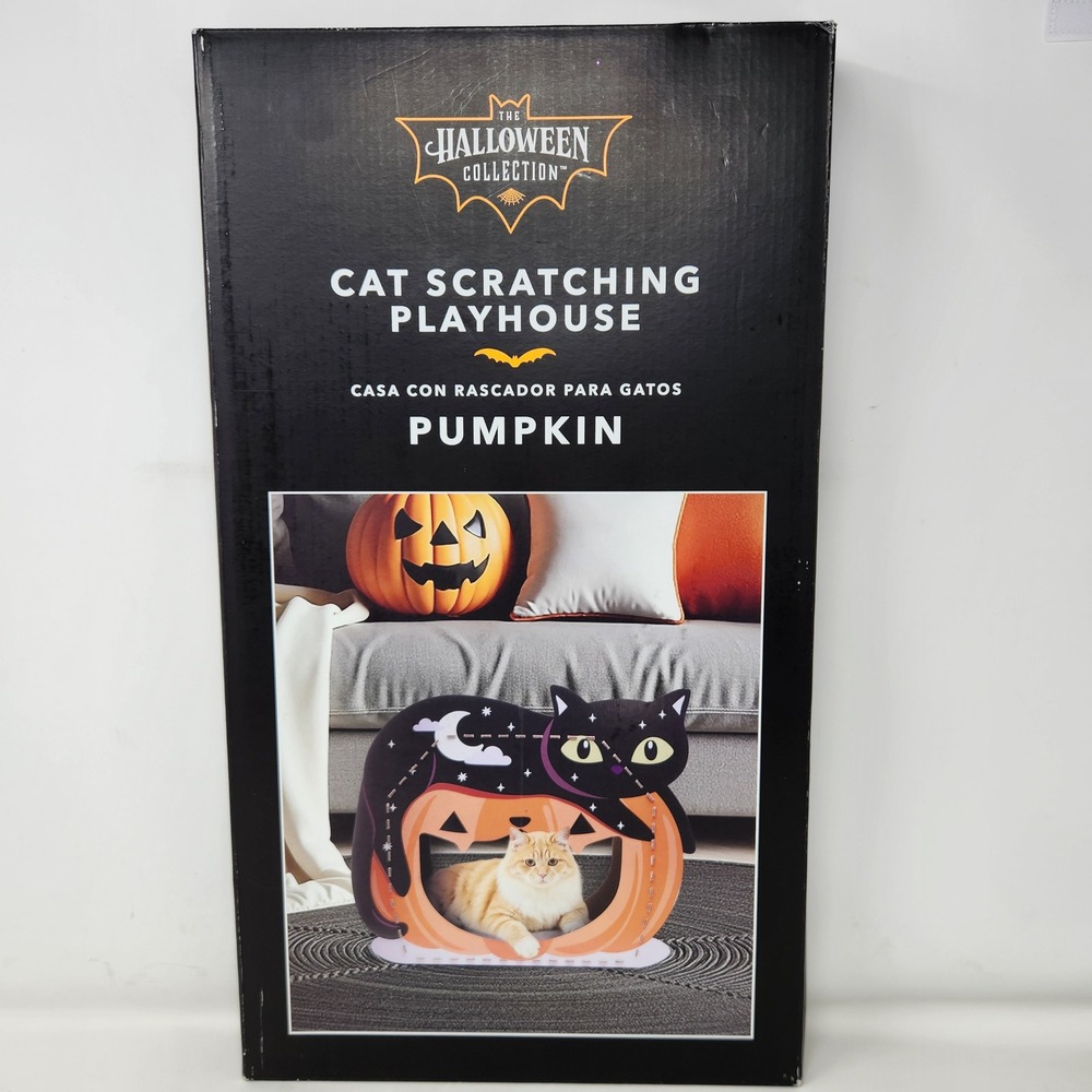 The Halloween Collection Cat Scratching Playhouse Pumpkin Black Cat Cardboard